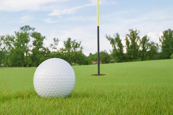 Golf ball on course, typical of Central Illinois